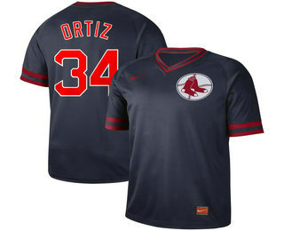 Men's Boston Red Sox #34 David Ortiz Navy Blue Nike Cooperstown Collection Legend V Neck Jersey