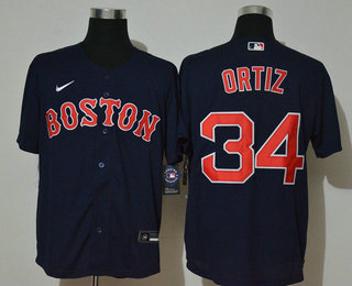 Men's Boston Red Sox #34 David Ortiz Navy Blue Stitched MLB Cool Base Nike Jersey