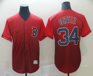 Men's Boston Red Sox #34 David Ortiz Nike Red Fade Stitched Jersey