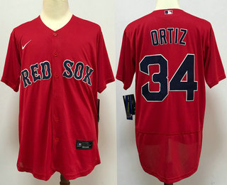 Men's Boston Red Sox #34 David Ortiz Red Stitched MLB Flex Base Nike Jersey