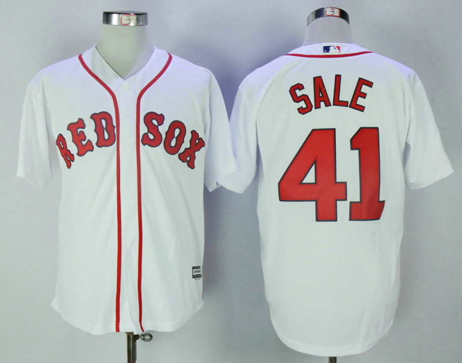 Men's Boston Red Sox #41 Chris Sale White Home Stitched MLB Cool Base Jersey