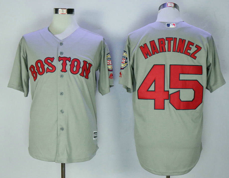 Men's Boston Red Sox #45 Pedro Martinez Gray Stitched MLB Cool Base Jersey