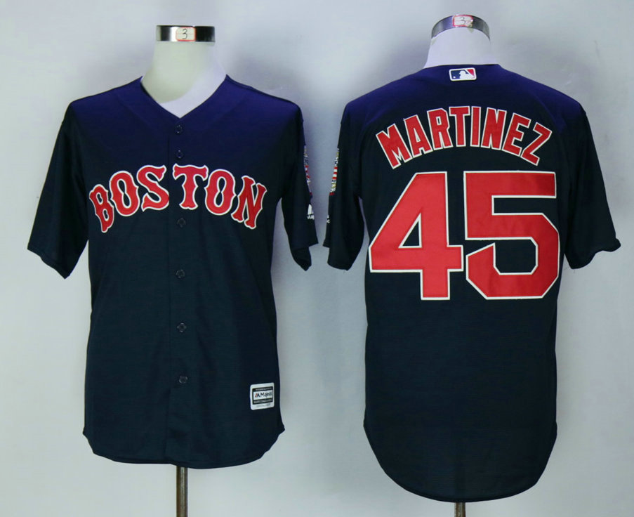 Men's Boston Red Sox #45 Pedro Martinez Navy Blue Stitched MLB Cool Base Jersey