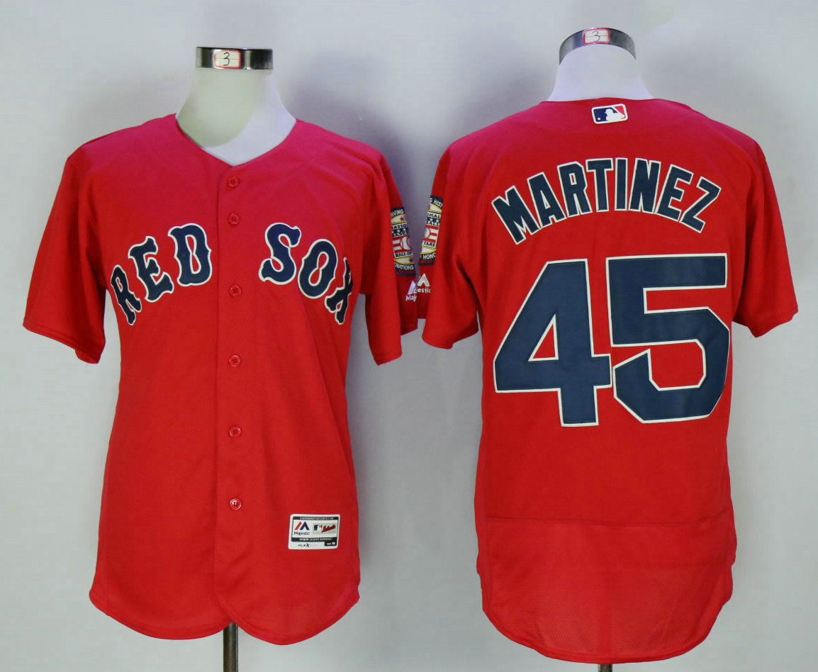 Men's Boston Red Sox #45 Pedro Martinez Retired Red Stitched MLB 2016 Flex Base Jersey