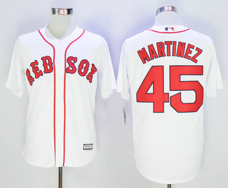 Men's Boston Red Sox #45 Pedro Martinez White Stitched MLB Cool Base Jersey