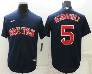 Men's Boston Red Sox #5 Enrique Hernandez Navy Blue New Cool Base Stitched Nike Jersey