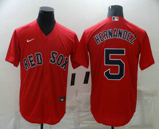 Men's Boston Red Sox #5 Enrique Hernandez Red New Cool Base Stitched Nike Jersey