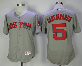 Men's Boston Red Sox #5 Nomar Garciaparra Gray Road Stitched MLB Majestic Flex Base Jersey