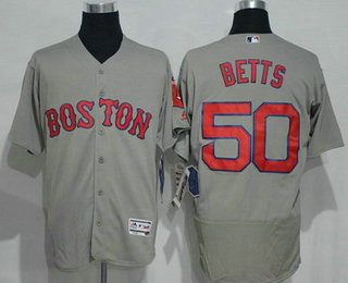 Men's Boston Red Sox #50 Mookie Betts Gray Road 2016 Flexbase Majestic Baseball Jersey