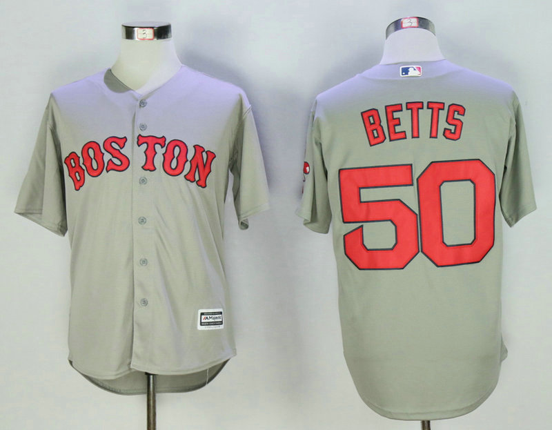 Men's Boston Red Sox #50 Mookie Betts Grey New Cool Base Jersey