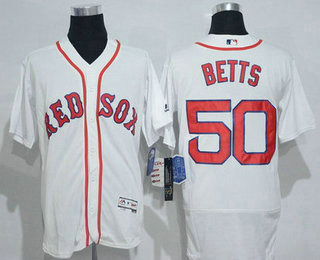 Men's Boston Red Sox #50 Mookie Betts Name White 2016 Flexbase Majestic Baseball Jersey