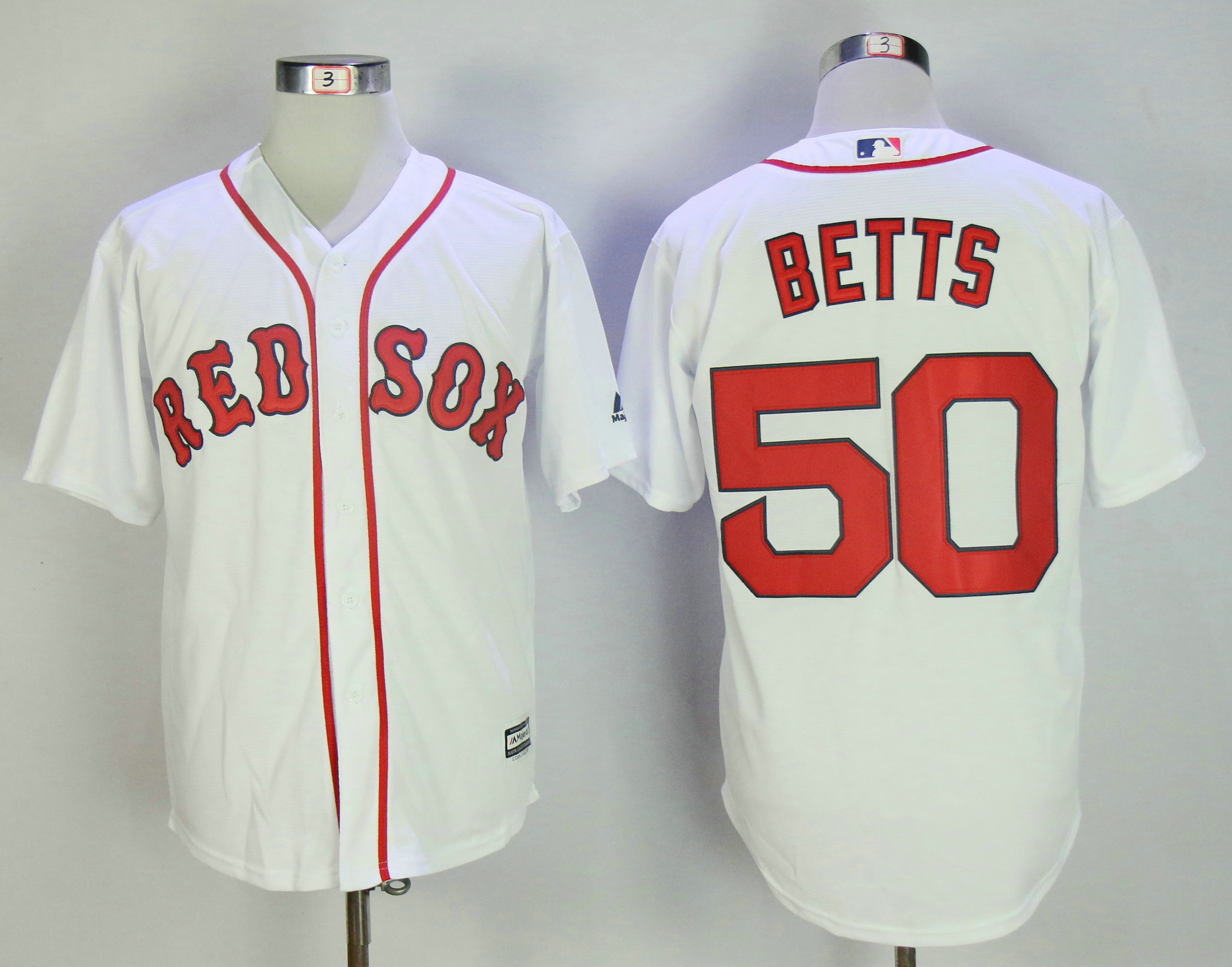 Men's Boston Red Sox #50 Mookie Betts White New Cool Base Jersey