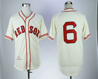 Men's Boston Red Sox #6 Johnny Pesky 1946 Cream Mitchell & Ness Throwback Jersey