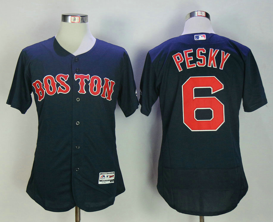 Men's Boston Red Sox #6 Johnny Pesky Navy Blue Alternate Stitched MLB Flex Base Jersey