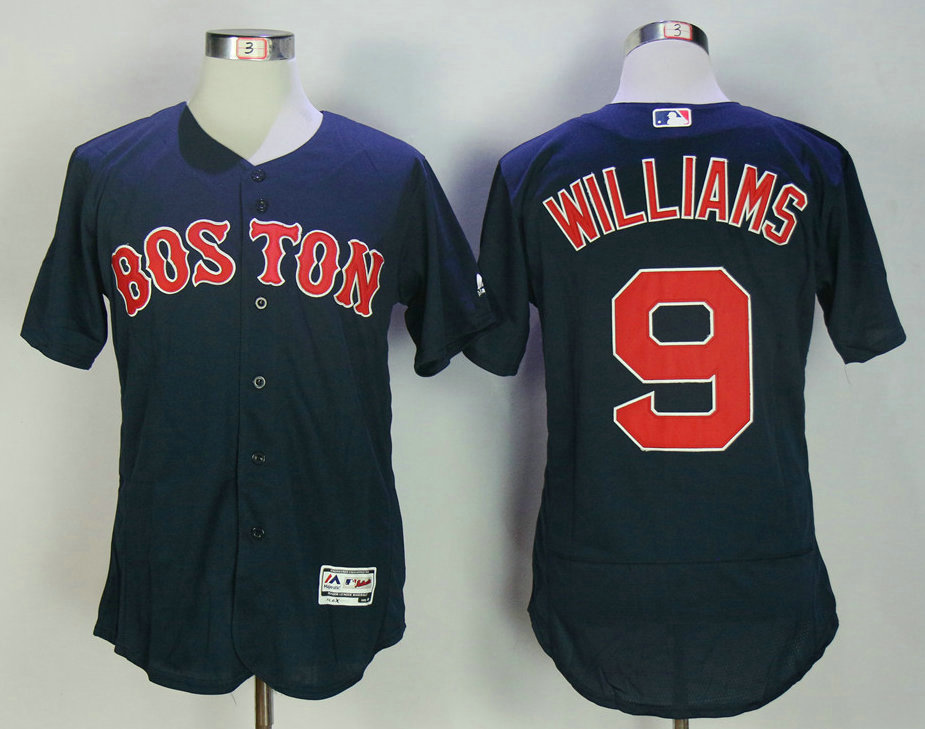 Men's Boston Red Sox #9 Ted Williams Retired Navy Blue Stitched MLB 2016 Flex Base Jersey