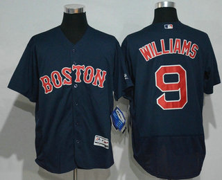 Men's Boston Red Sox #9 Ted Williams Retired Navy Blue Stitched MLB 2016 Majestic Flex Base Jersey