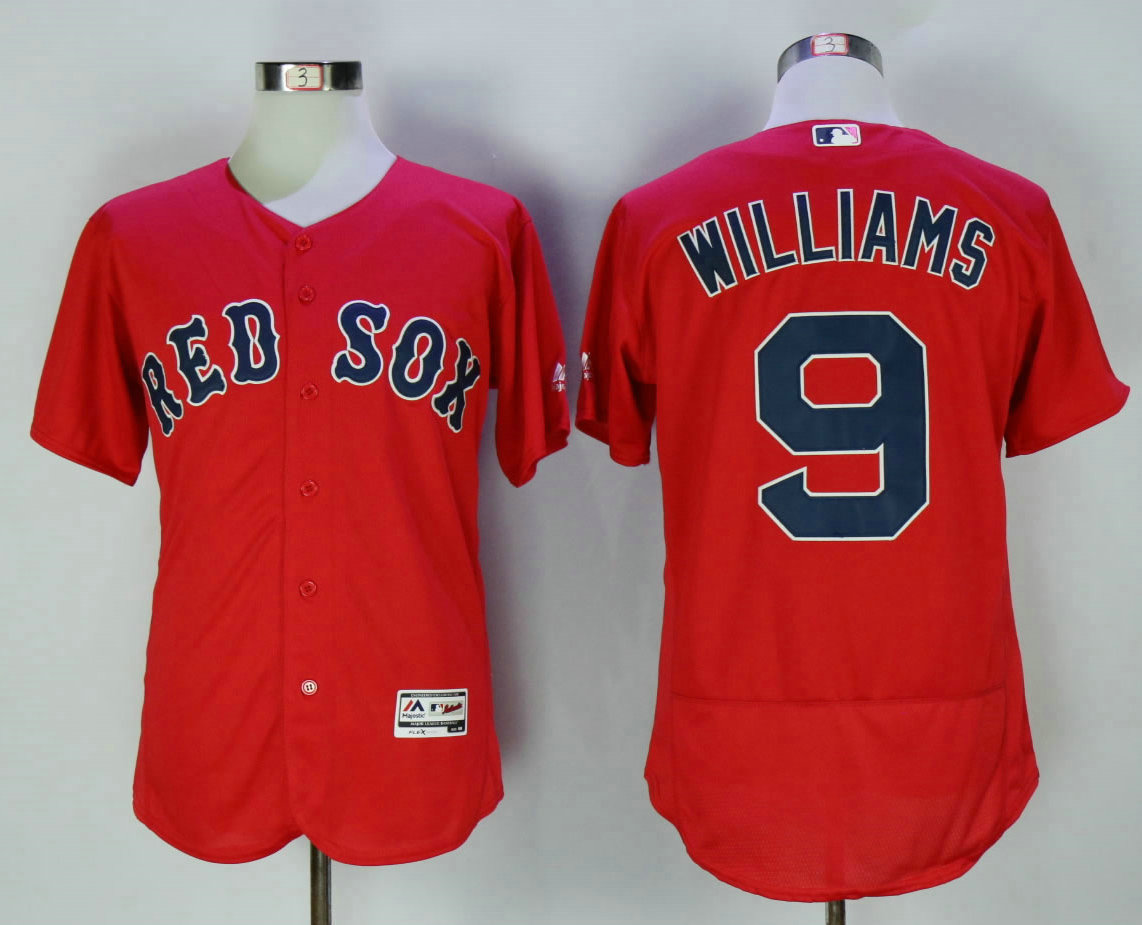 Men's Boston Red Sox #9 Ted Williams Retired Red Stitched MLB 2016 Flex Base Jersey