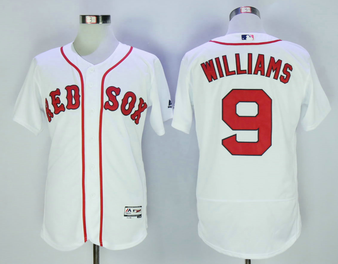 Men's Boston Red Sox #9 Ted Williams Retired White Stitched MLB 2016 Flex Base Jersey