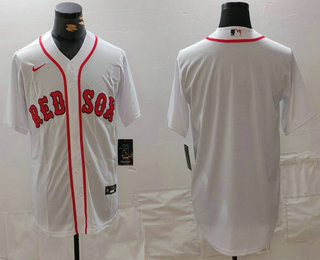 Men's Boston Red Sox Blank White Cool Base Stitched Jersey