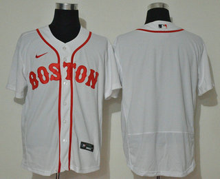 Men's Boston Red Sox Blank White Retro Stitched MLB Flex Base Nike Jersey