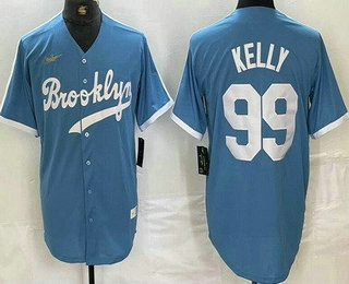 Men's Brooklyn Dodgers #99 Joe Kelly Light Blue Cooperstown Collection Cool Base Jersey