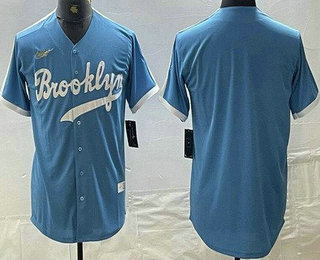 Men's Brooklyn Dodgers Blank Light Blue Cooperstown Collection Cool Base Jersey