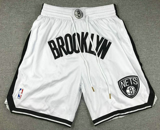 Men's Brooklyn Net White Swingman Stitched Shorts