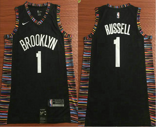 Men's Brooklyn Nets #1 D'Angelo Russell Black Nike 2019 New Season Swingman City Edition Jersey