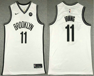 Men's Brooklyn Nets #11 Kyrie Irving 2021 White Swingman Stitched NBA Jersey With The NEW Sponsor Logo