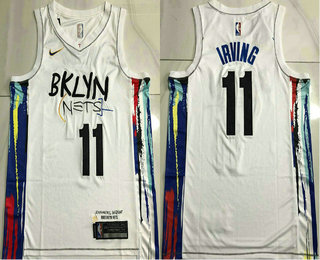 Men's Brooklyn Nets #11 Kyrie Irving 2022 White City Edition AU Stitched Jersey