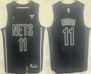 Men's Brooklyn Nets #11 Kyrie Irving 2023 Black Swingman Stitched Jersey With Sponsor