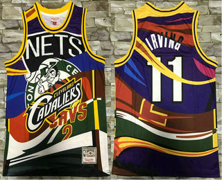 Men's Brooklyn Nets #11 Kyrie Irving Multi Color Hardwood Classics Soul Swingman Throwback Printed NBA Jersey