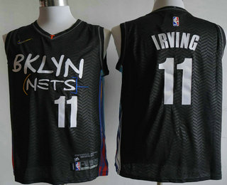 Men's Brooklyn Nets #11 Kyrie Irving NEW Black 2021 City Edition Swingman Stitched NBA Jersey