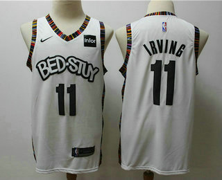 Men's Brooklyn Nets #11 Kyrie Irving NEW White 2020 City Edition NBA Swingman Jersey With The Sponsor Logo