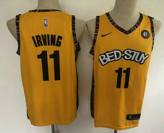 Men's Brooklyn Nets #11 Kyrie Irving NEW Yellow 2021 City Edition NBA Swingman Jersey