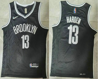 Men's Brooklyn Nets #13 James Harden 75th Anniversary Diamond Black 2021 Stitched Basketball Jersey