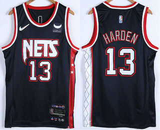 Men's Brooklyn Nets #13 James Harden Black Diamond 2022 City Edition Swingman Stitched Jersey With Sponsor Logo