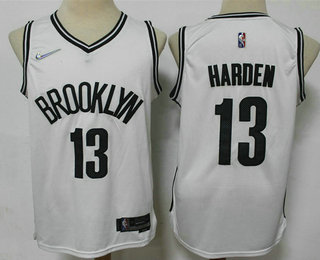 Men's Brooklyn Nets #13 James Harden White 75th Anniversary Diamond 2021 Stitched Jersey