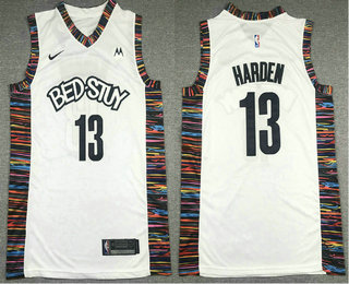 Men's Brooklyn Nets #13 James Harden White Nike 2019 New Season Swingman City Edition Jersey With The NEW Sponsor Logo