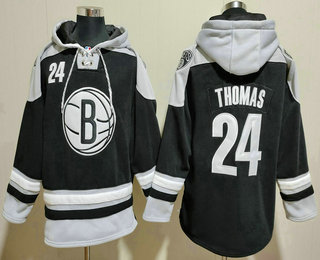 Men's Brooklyn Nets #24 Cam Thomas Green Ageless Must Have Lace Up Pullover Hoodie