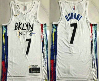 Men's Brooklyn Nets #7 Kevin Durant 2022 White City Edition AU Stitched Jersey