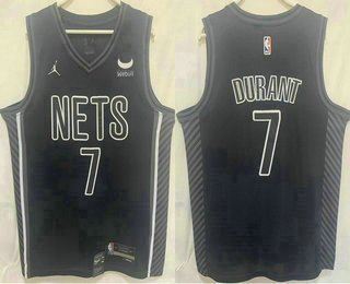 Men's Brooklyn Nets #7 Kevin Durant 2023 Black Swingman Stitched Jersey With Sponsor