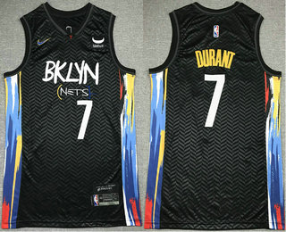 Men's Brooklyn Nets #7 Kevin Durant Black 2022 City Edition Swingman Stitched Jersey With NEW Sponsor