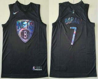 Men's Brooklyn Nets #7 Kevin Durant Black Iridescent 2021 Nike Swingman Stitched Jersey