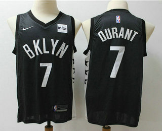 Men's Brooklyn Nets #7 Kevin Durant Black Statement 2019 Nike Swingman Stitched NBA Jersey With The Sponsor Logo