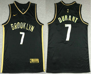 Men's Brooklyn Nets #7 Kevin Durant NEW 2020 Black Golden Edition Nike Swingman Jersey