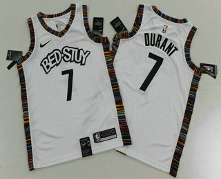 Men's Brooklyn Nets #7 Kevin Durant NEW White 2020 City Edition Swingman Printed NBA Jersey