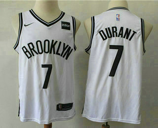 Men's Brooklyn Nets #7 Kevin Durant White 2019 Nike Swingman Stitched NBA Jersey With The Sponsor Logo