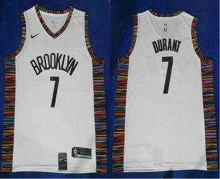 Men's Brooklyn Nets #7 Kevin Durant White Nike 2019 New Season Swingman City Edition Jersey