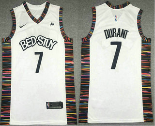 Men's Brooklyn Nets #7 Kevin Durant White Nike 2019 New Season Swingman City Edition Jersey With The NEW Sponsor Logo